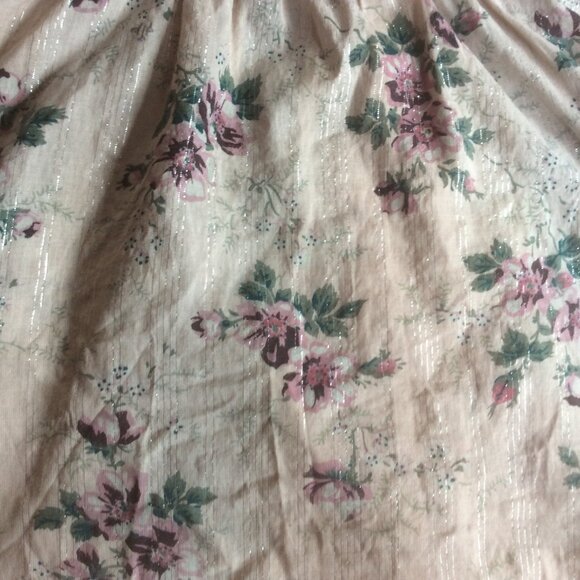 Tommy Jeans Y2K Style Cream & Pink Floral Silver Metallic Babydoll Top Size Med - Picture 5 of 5